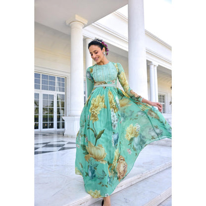 KALISTA Blue Anarkali with Dupatta