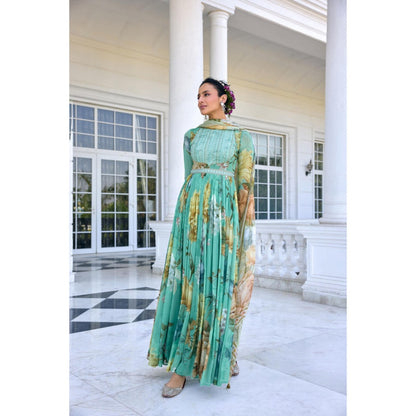 KALISTA Blue Anarkali with Dupatta