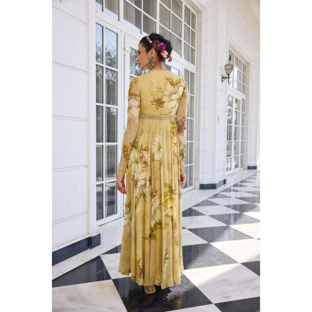 KALISTA Yellow Anarkali with Dupatta