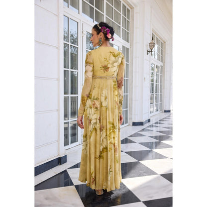 KALISTA Yellow Anarkali with Dupatta