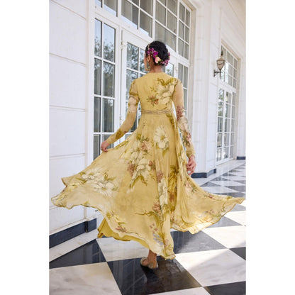 KALISTA Yellow Anarkali with Dupatta