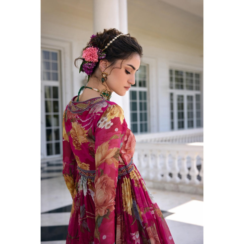 KALISTA Wine Anarkali with Dupatta
