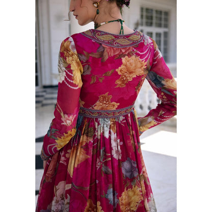 KALISTA Wine Anarkali with Dupatta