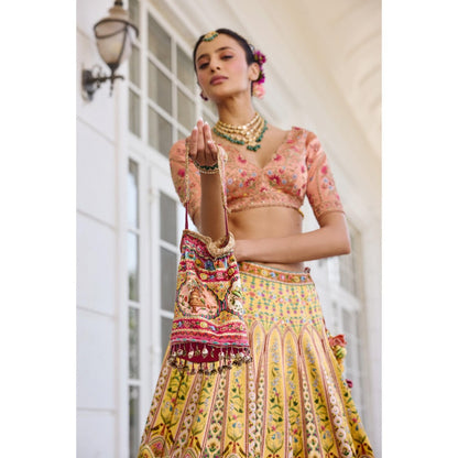KALISTA Yellow Lehenga with Blouse and Dupatta