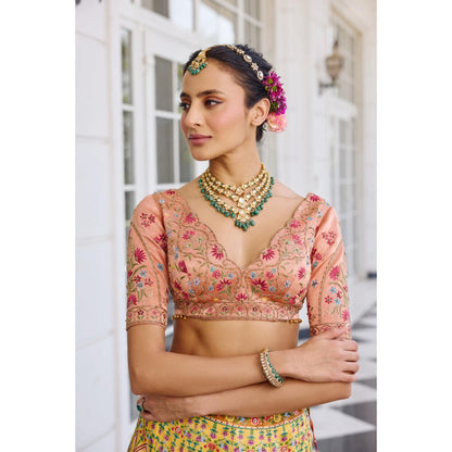 KALISTA Yellow Lehenga with Blouse and Dupatta