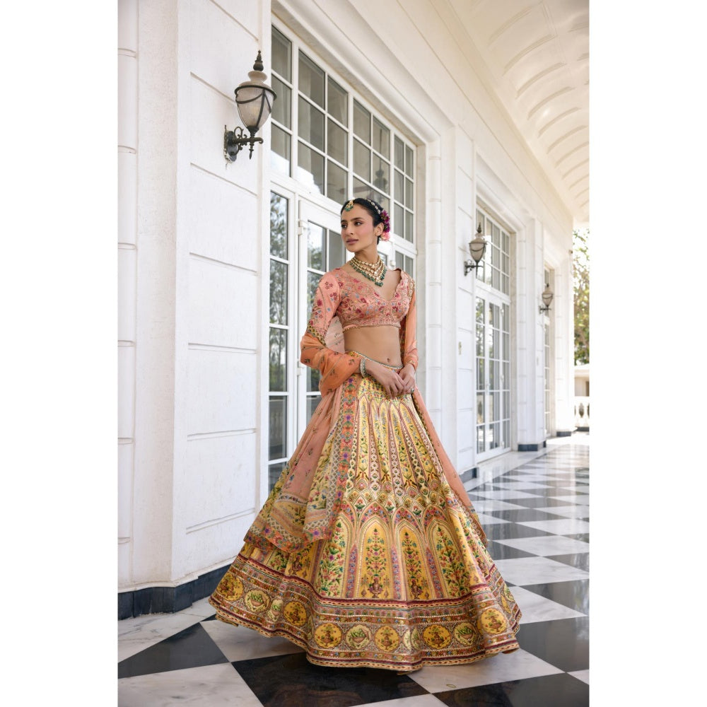 KALISTA Yellow Lehenga with Blouse and Dupatta