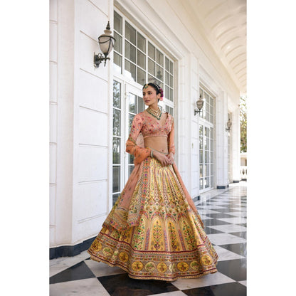 KALISTA Yellow Lehenga with Blouse and Dupatta