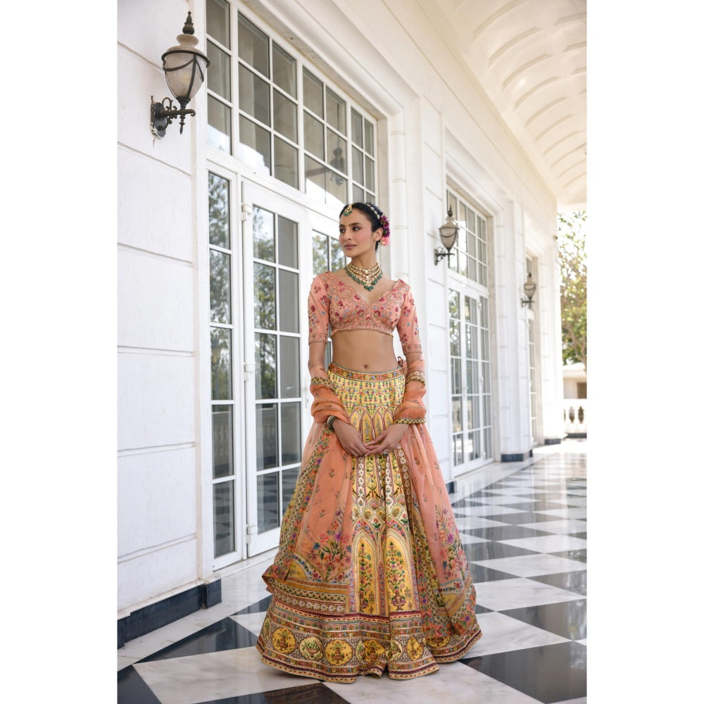 KALISTA Yellow Lehenga with Blouse and Dupatta