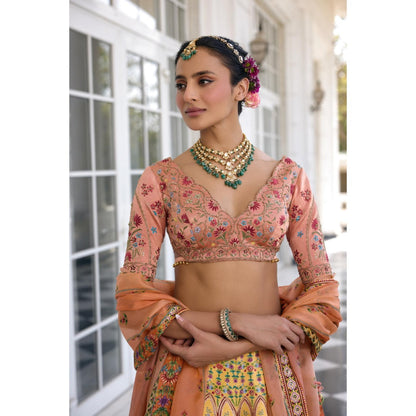 KALISTA Yellow Lehenga with Blouse and Dupatta