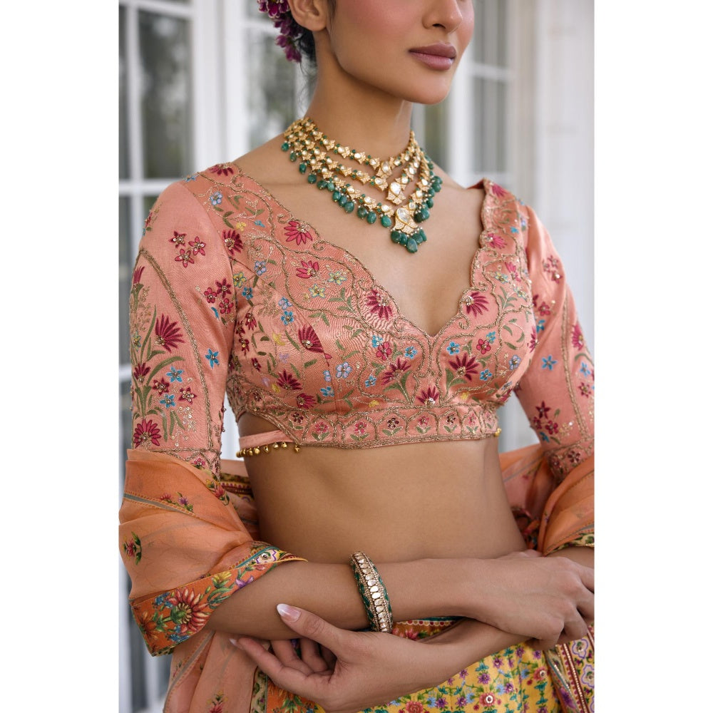 KALISTA Yellow Lehenga with Blouse and Dupatta