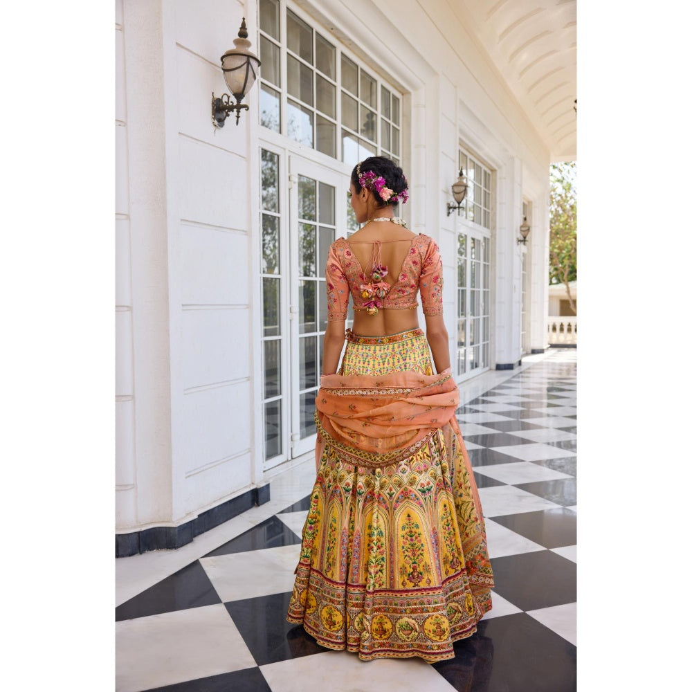 KALISTA Yellow Lehenga with Blouse and Dupatta