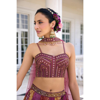 KALISTA Purple Lehenga with Blouse and Dupatta