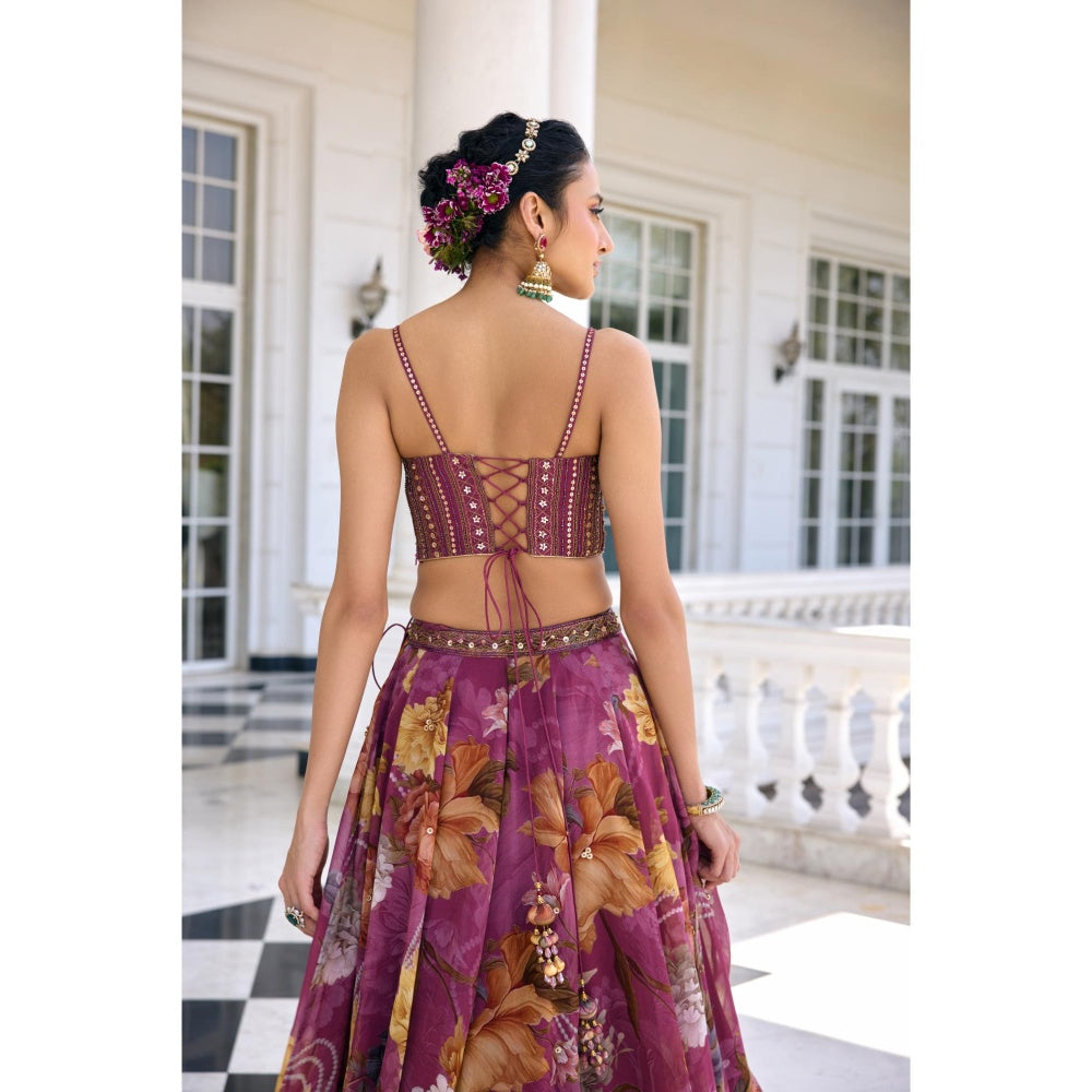 KALISTA Purple Lehenga with Blouse and Dupatta