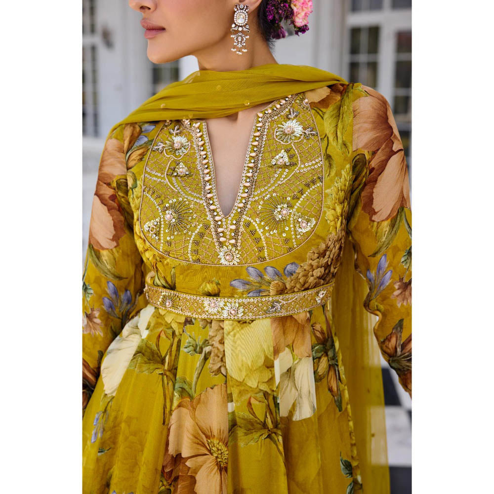 KALISTA Green Anarkali with Dupatta