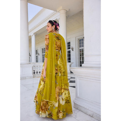 KALISTA Green Anarkali with Dupatta