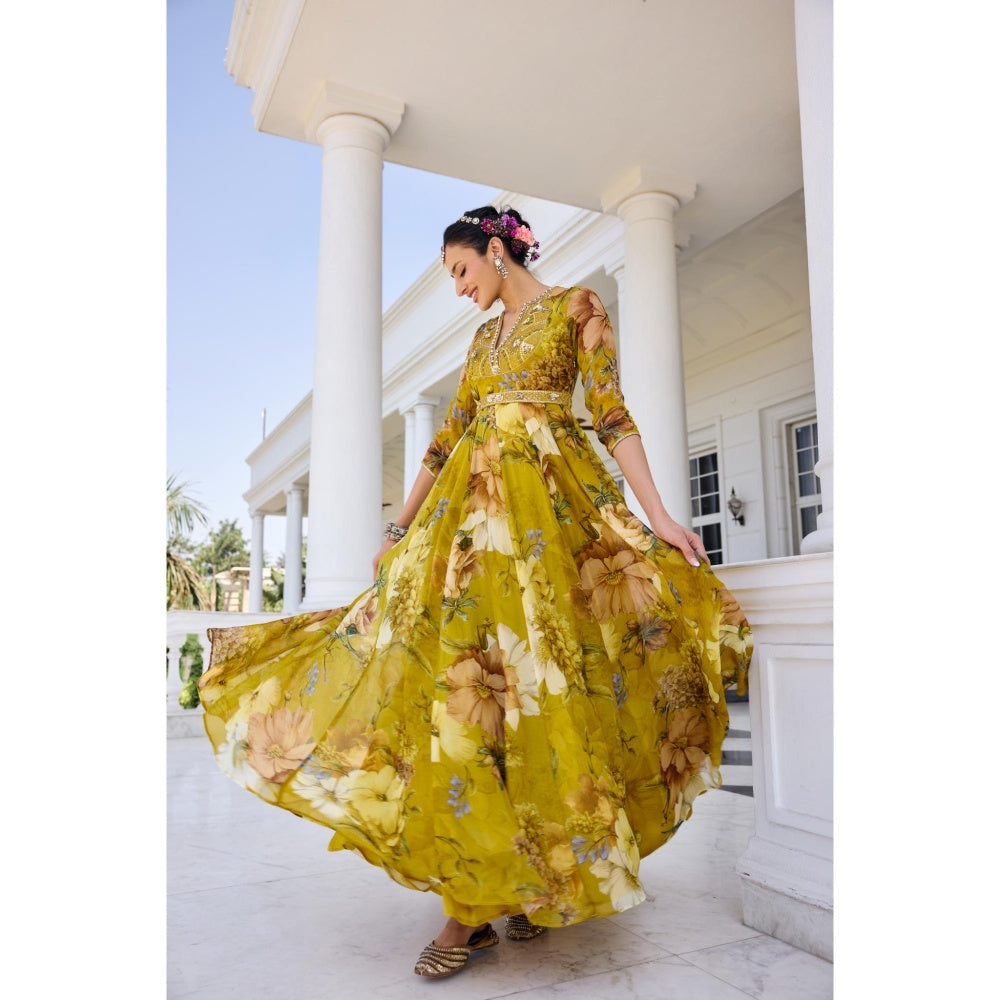 KALISTA Green Anarkali with Dupatta