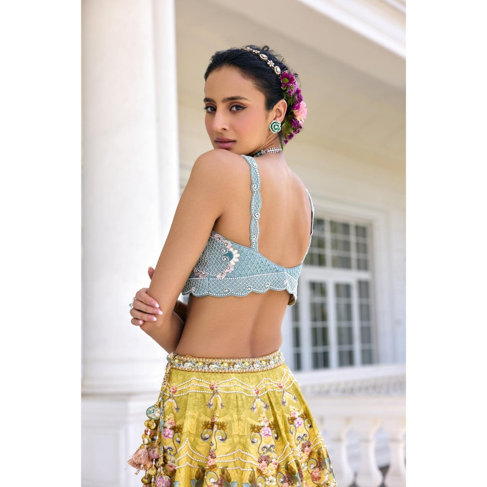 KALISTA Yellow Lehenga with Blouse and Dupatta