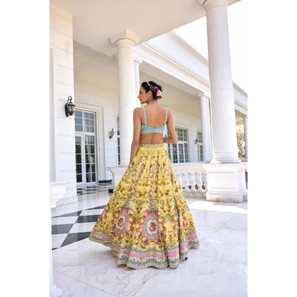 KALISTA Yellow Lehenga with Blouse and Dupatta