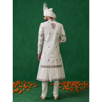 KALPRAAG Off White Georgette Sherwani Set