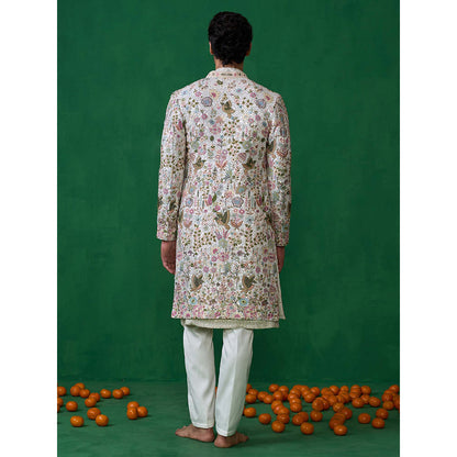 KALPRAAG Off White Georgette Sherwani Set