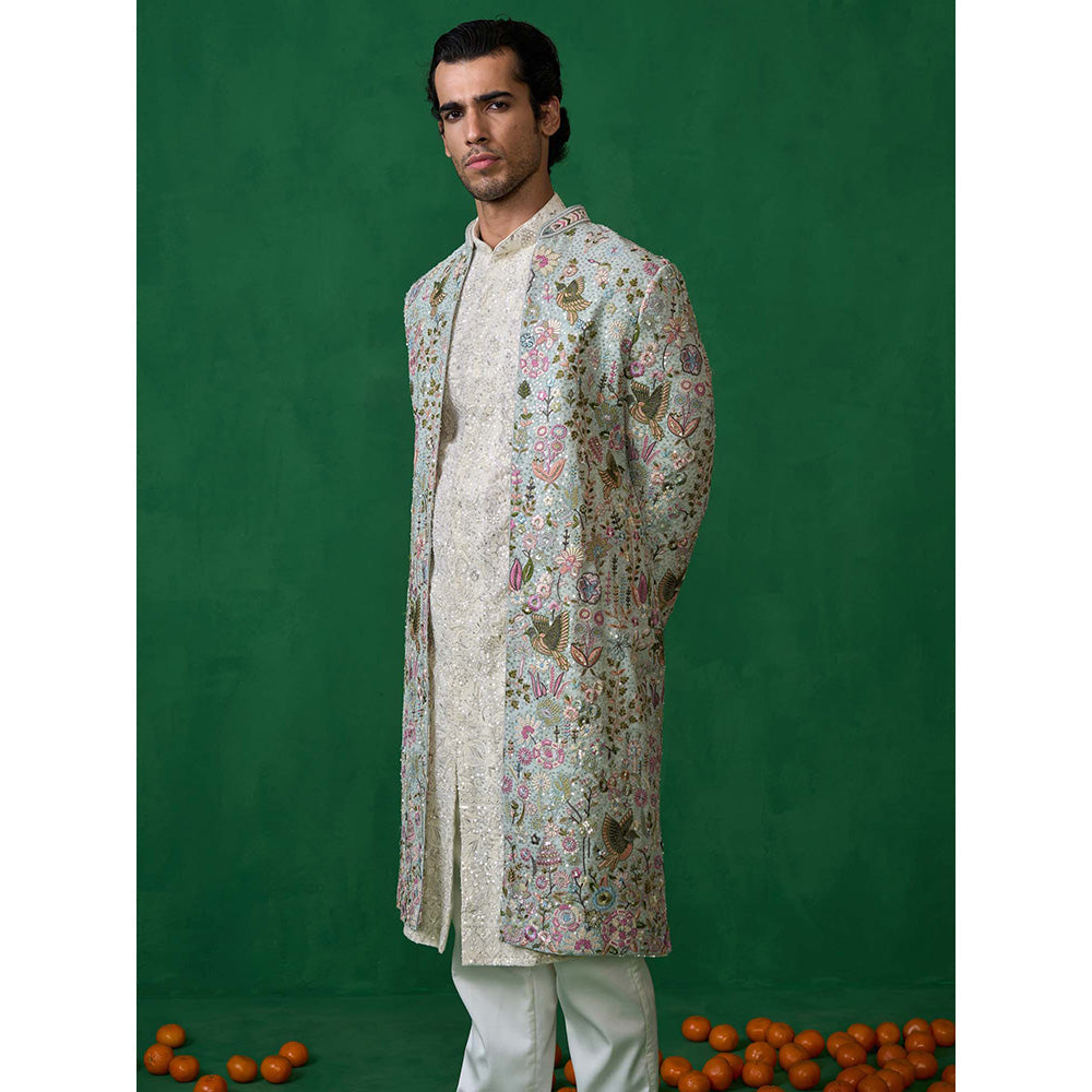 KALPRAAG Blue Georgette Sherwani Set