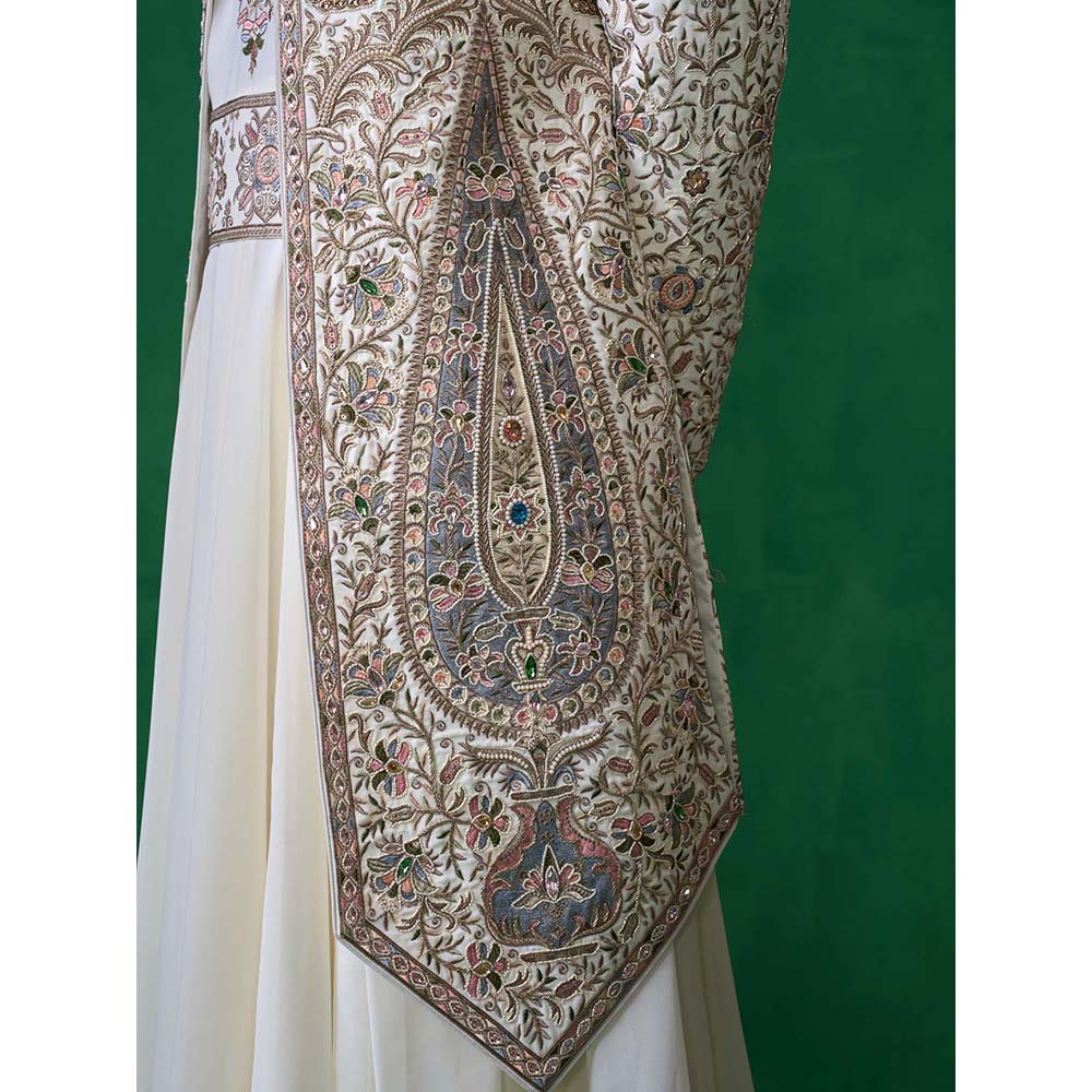 KALPRAAG Off White Georgette Sherwani Set