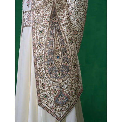KALPRAAG Off White Georgette Sherwani Set