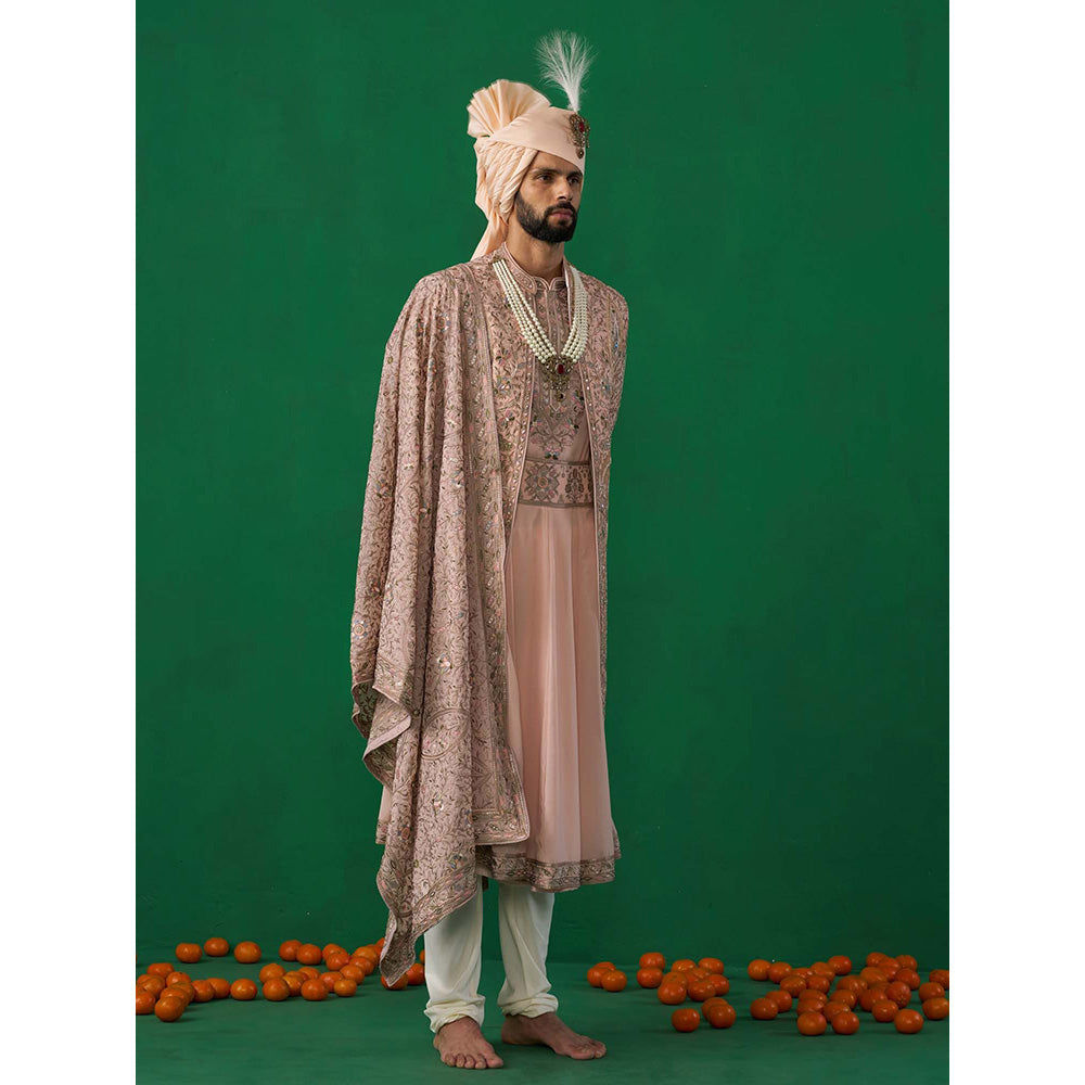 KALPRAAG Pink Georgette Sherwani Set