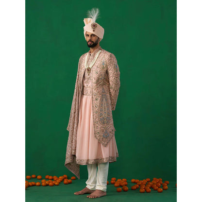 KALPRAAG Pink Georgette Sherwani Set