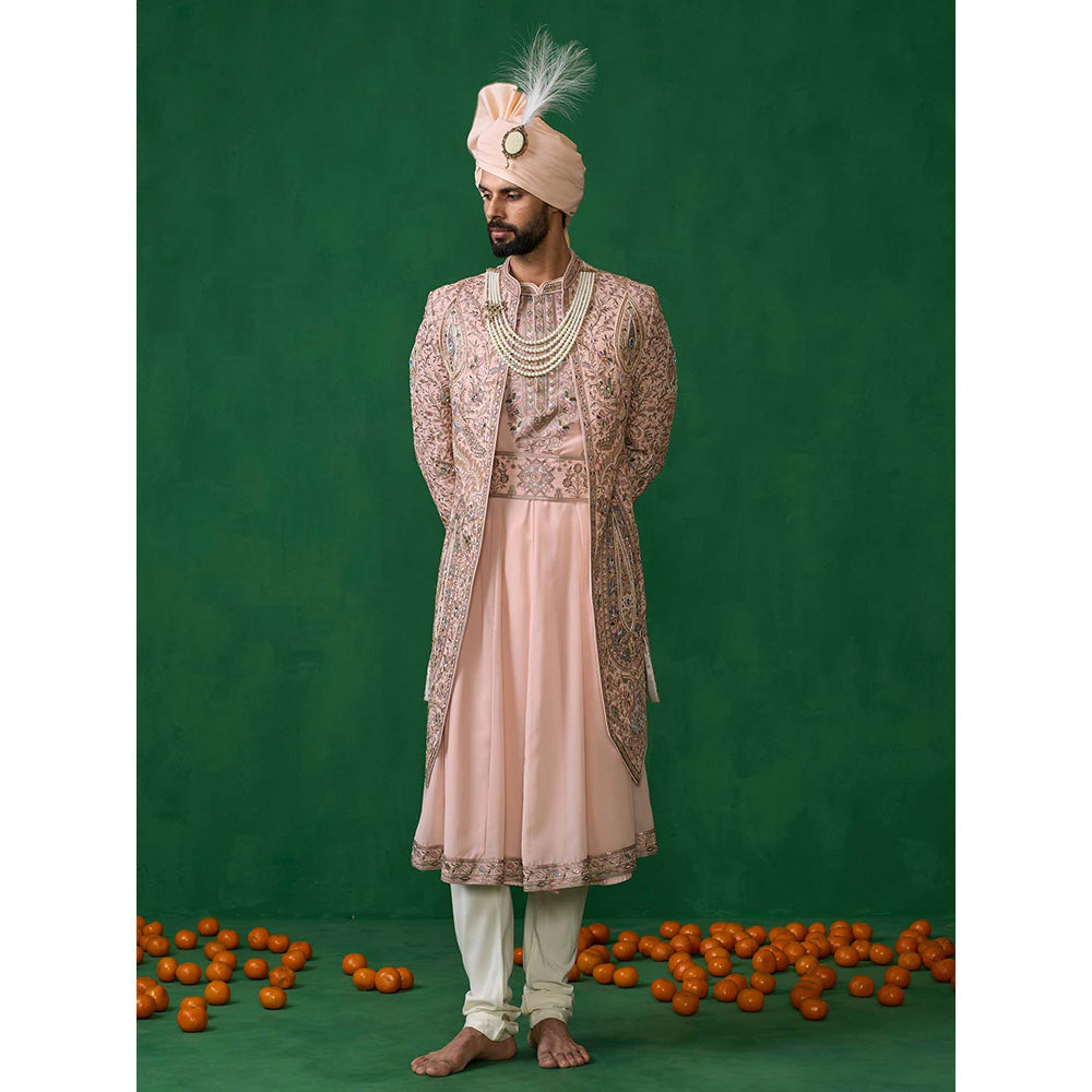 KALPRAAG Pink Georgette Sherwani Set