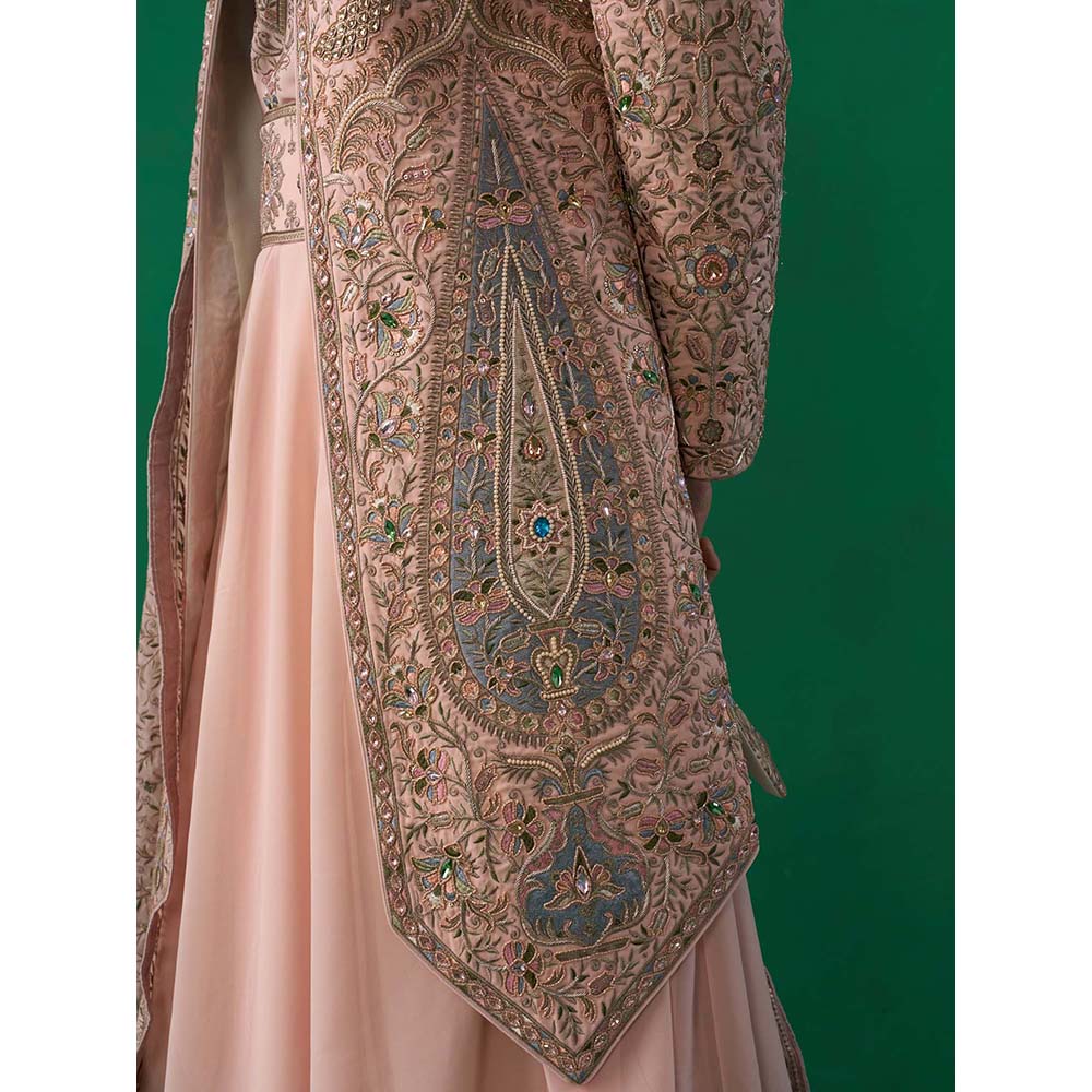 KALPRAAG Pink Georgette Sherwani Set