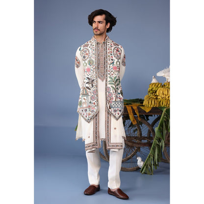 KALPRAAG Pink Viscose Embroidered Kurta Jacket Set