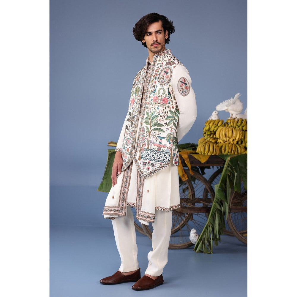 KALPRAAG Pink Viscose Embroidered Kurta Jacket Set
