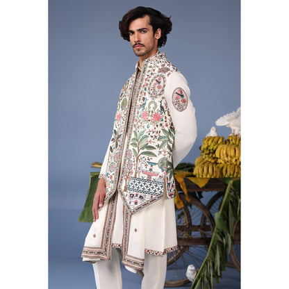 KALPRAAG Pink Viscose Embroidered Kurta Jacket Set