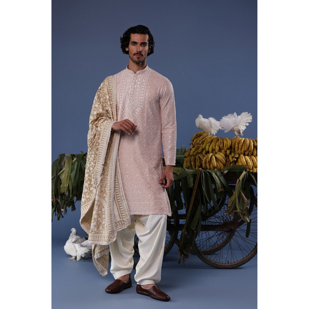 KALPRAAG Pink Viscose Embroidered Kurta with Salwar and Dupatta