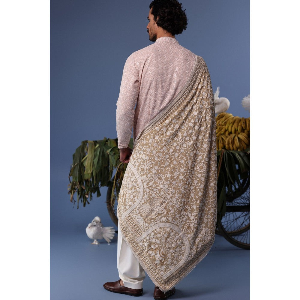 KALPRAAG Pink Viscose Embroidered Kurta with Salwar and Dupatta