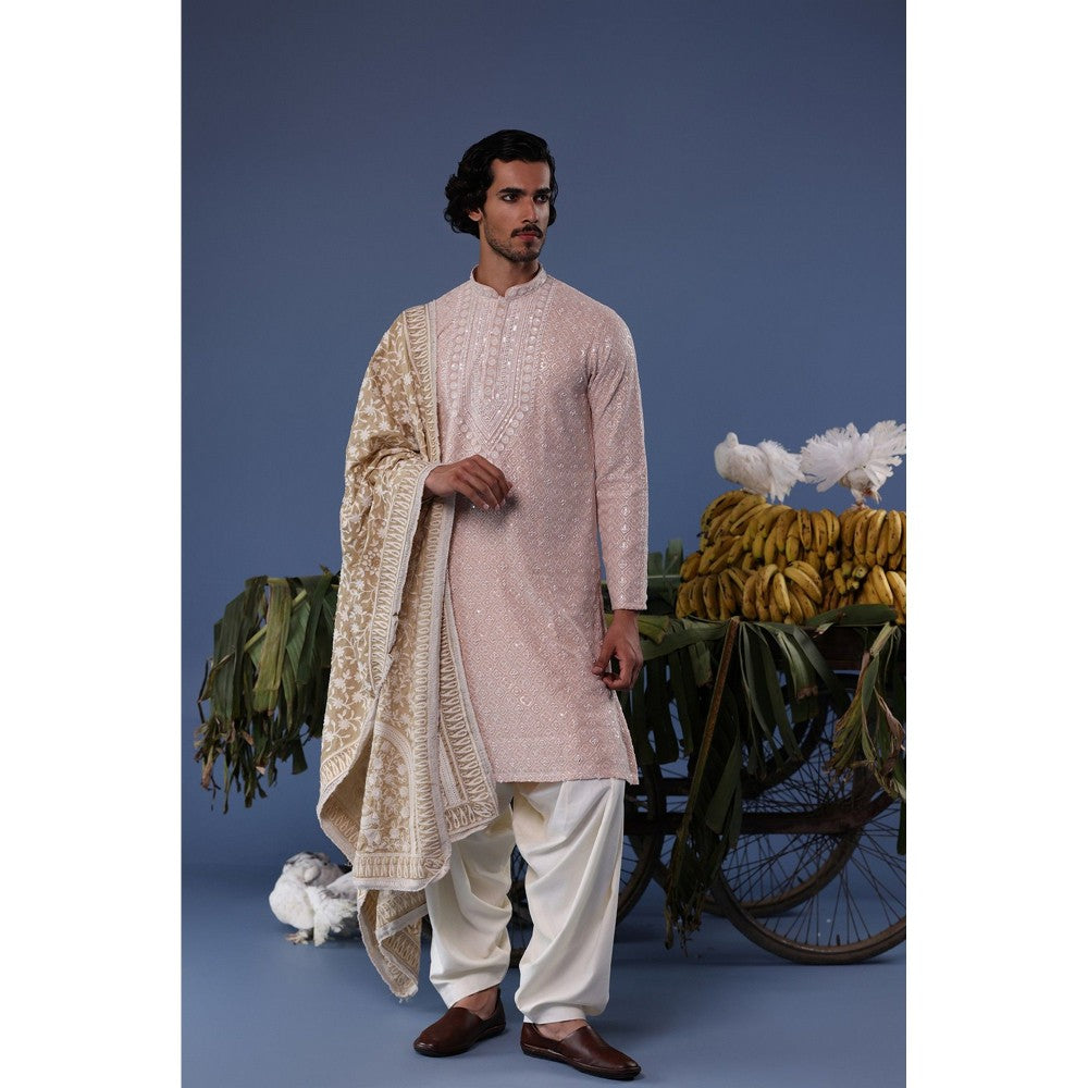 KALPRAAG Pink Viscose Embroidered Kurta with Salwar and Dupatta