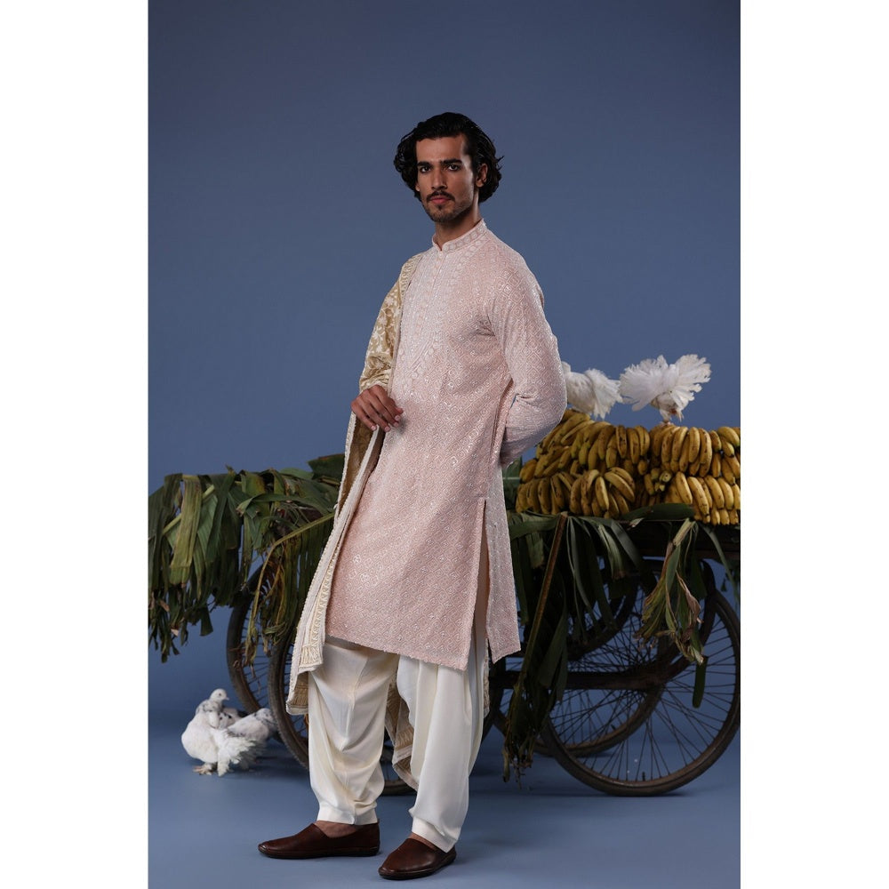 KALPRAAG Pink Viscose Embroidered Kurta with Salwar and Dupatta