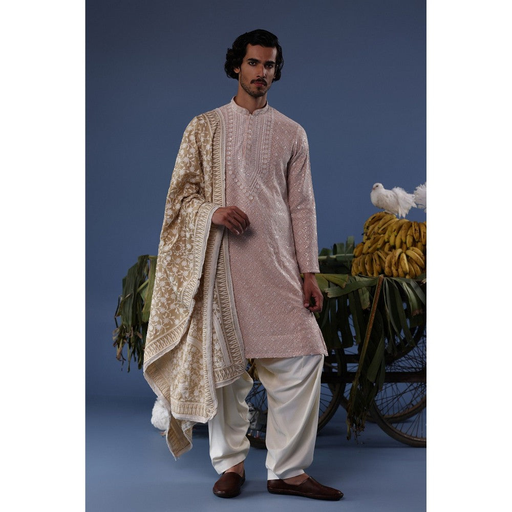 KALPRAAG Pink Viscose Embroidered Kurta with Salwar and Dupatta