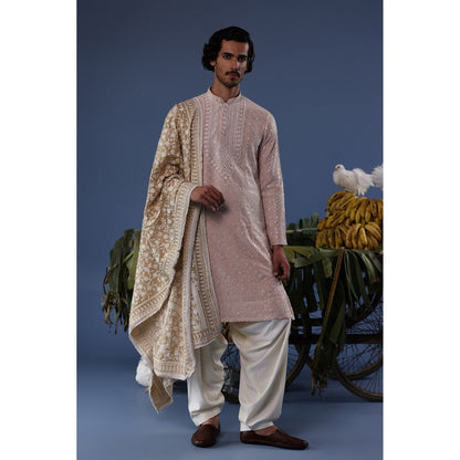 KALPRAAG Pink Viscose Embroidered Kurta with Salwar and Dupatta