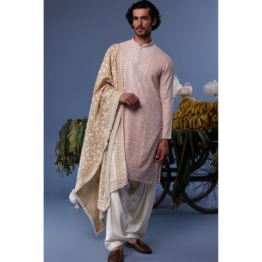 KALPRAAG Pink Viscose Embroidered Kurta with Salwar and Dupatta