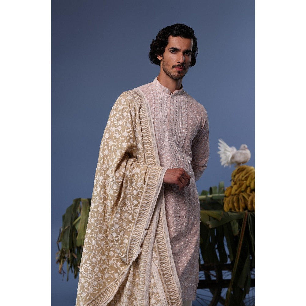 KALPRAAG Pink Viscose Embroidered Kurta with Salwar and Dupatta