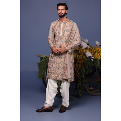 KALPRAAG Beige Viscose Embroidered Kurta with Salwar and Dupatta