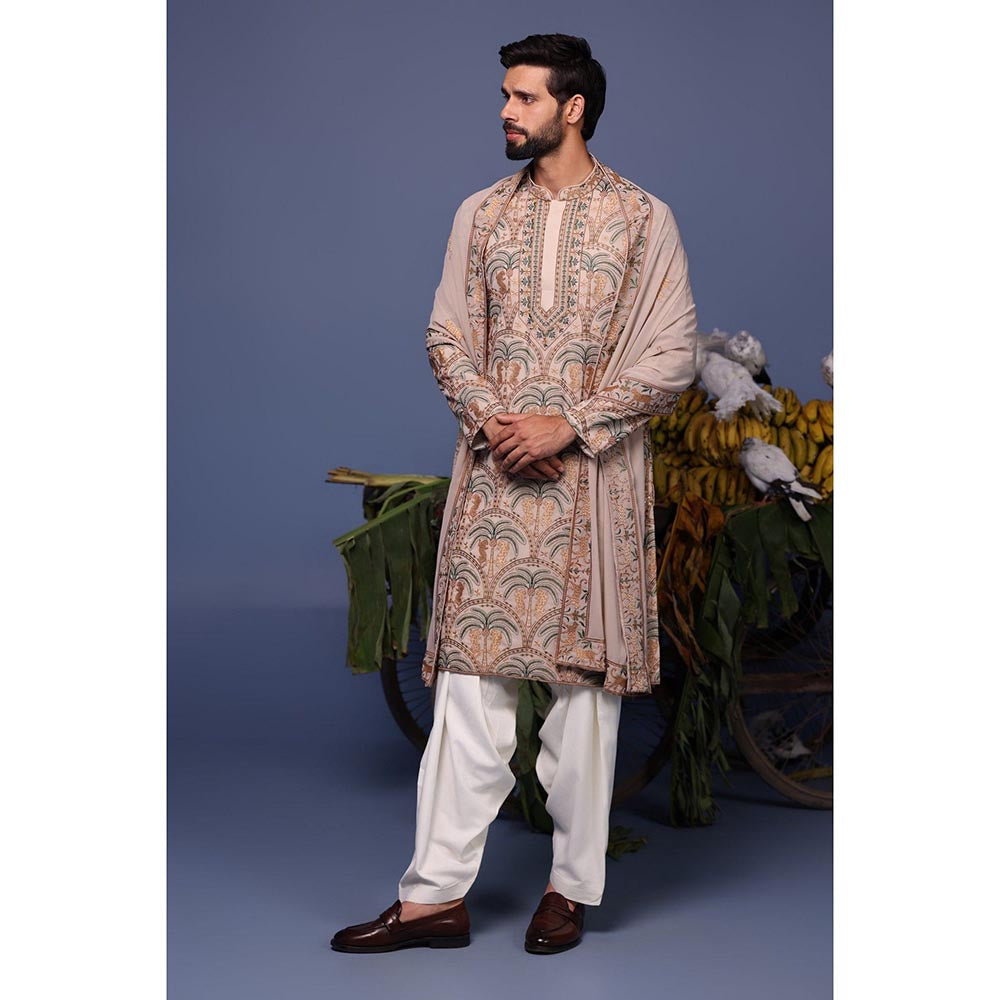 KALPRAAG Beige Viscose Embroidered Kurta with Salwar and Dupatta