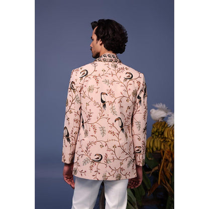 KALPRAAG Pink Viscose Embroidered Kurta Jacket Set