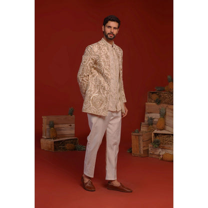 KALPRAAG Adhyaay Cream Kurta and Pant with Coat