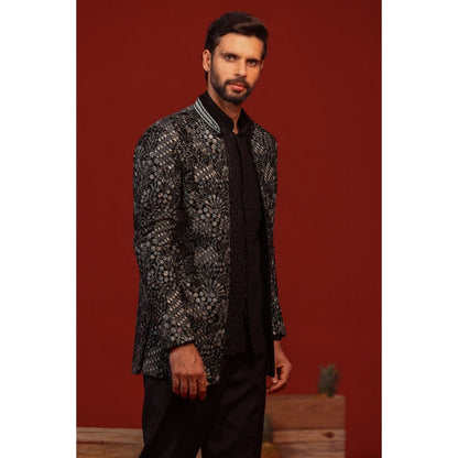 KALPRAAG Rithvik Black Kurta and Pant with Coat