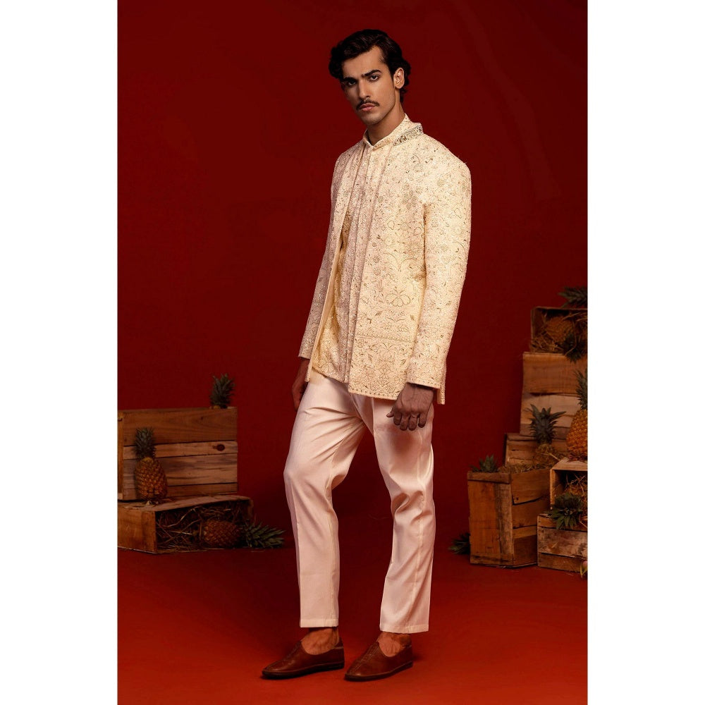 KALPRAAG Sampat Cream Kurta and Pant with Coat