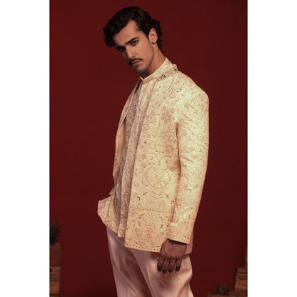 KALPRAAG Sampat Cream Kurta and Pant with Coat