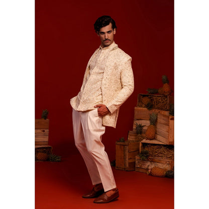 KALPRAAG Sampat Cream Kurta and Pant with Coat